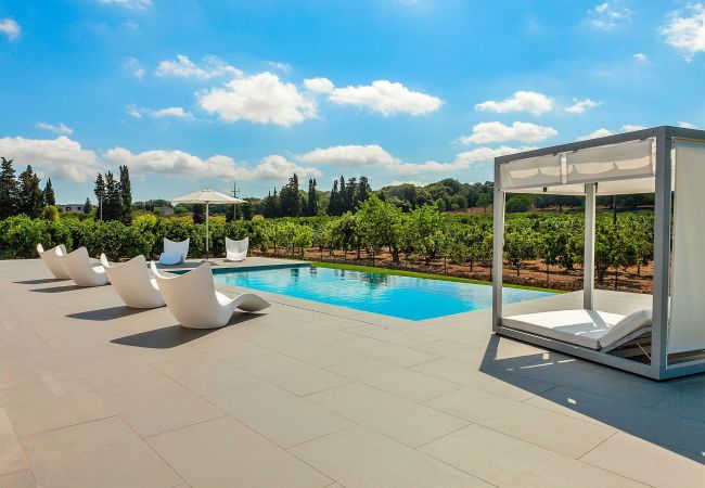  in Llubi - Son Calet 156 moderna villa con piscina privada, jardín, zona barbacoa y aire acondicionado